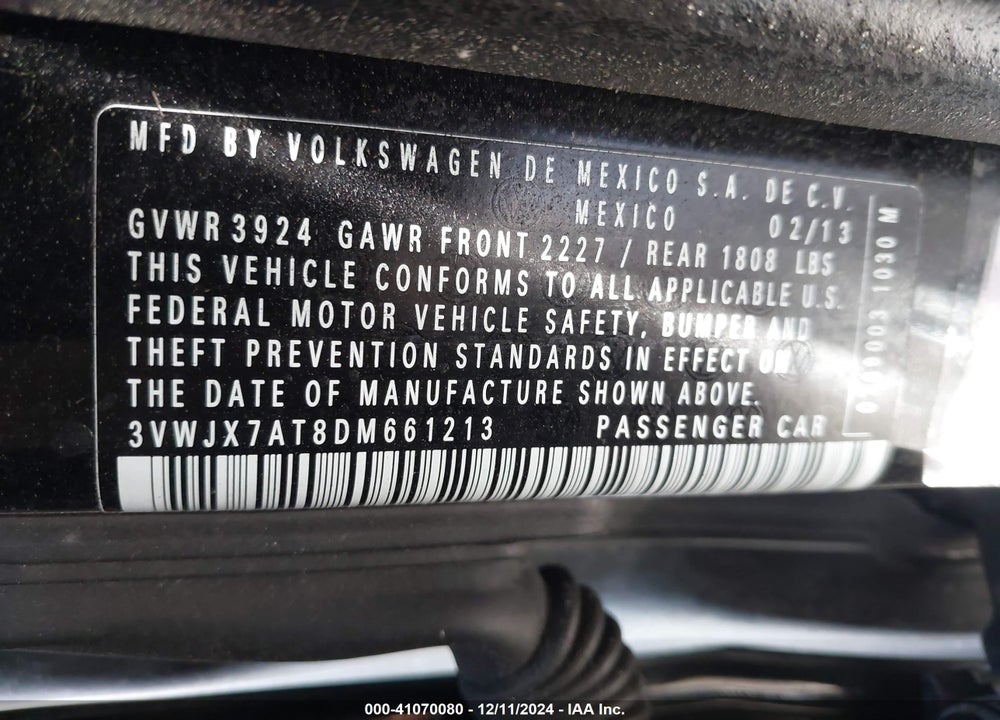 2013 VOLKSWAGEN BEETLE 2.5L VIN: 3VWJX7AT8DM661213