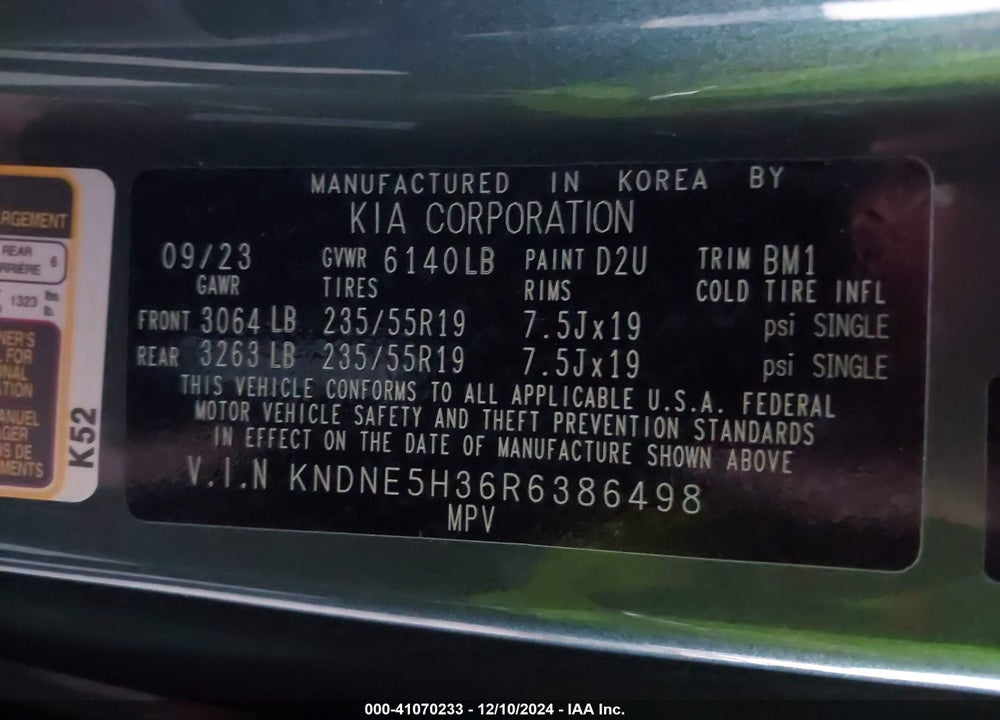 2024 KIA CARNIVAL MPV SX VIN: KNDNE5H36R6386498