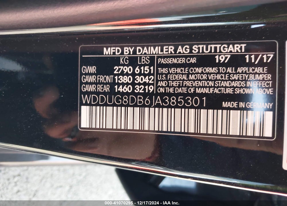 2018 MERCEDES-BENZ S 560 VIN: WDDUG8DB6JA385301