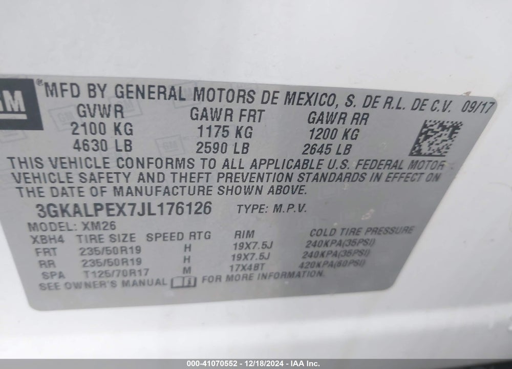 2018 GMC TERRAIN SLT VIN: 3GKALPEX7JL176126
