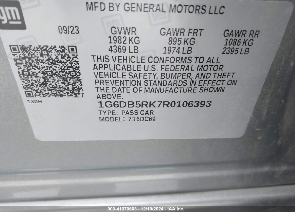 2024 CADILLAC CT4 VIN: 1G6DB5RK7R0106393