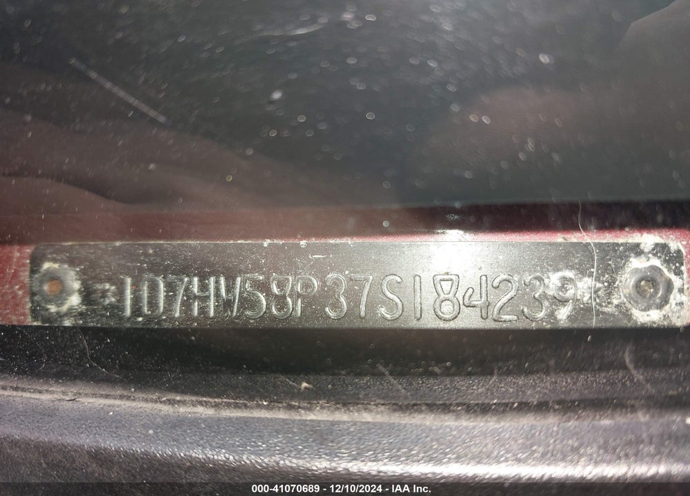 2007 DODGE DAKOTA LARAMIE VIN: 1D7HW58P37S184239