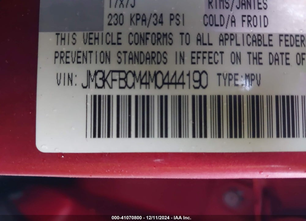 2021 MAZDA CX-5 TOURING VIN: JM3KFBCM4M0444190
