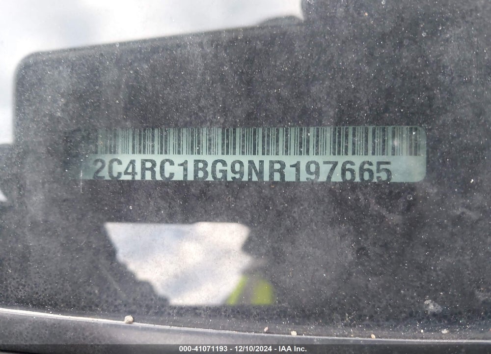 2022 CHRYSLER PACIFICA TOURING L VIN: 2C4RC1BG9NR197665