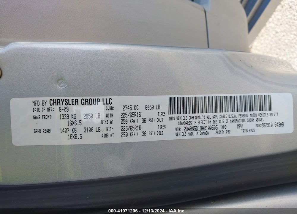 2010 DODGE GRAND CARAVAN SXT VIN: 2D4RN5D19AR100505