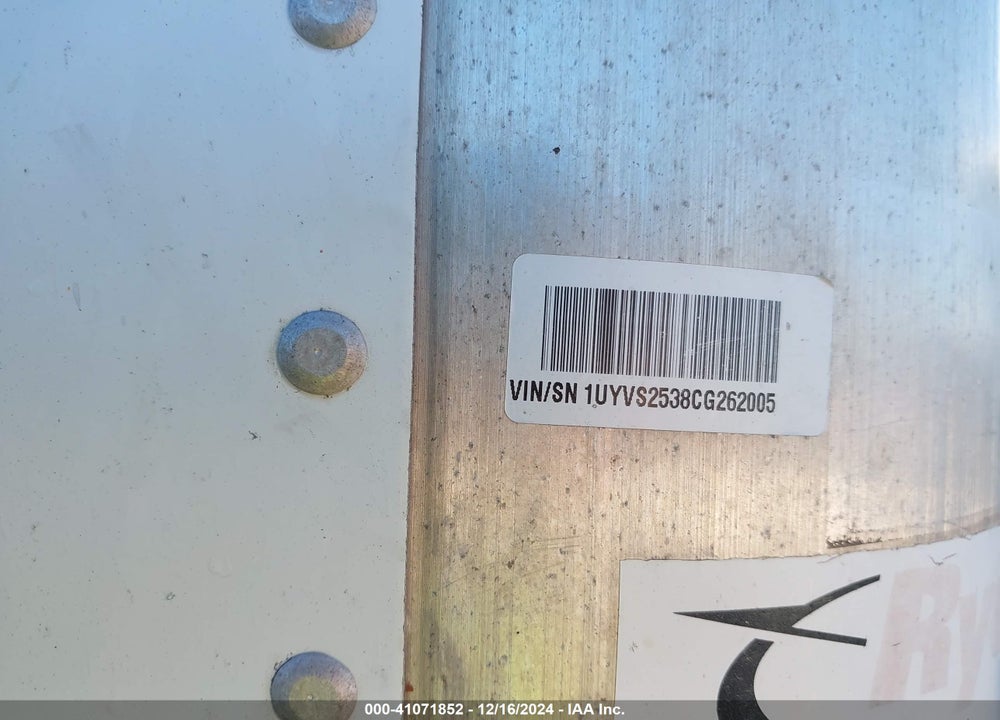 2012 UTILITY TRAILER MFG TRAILER VIN: 1UYVS2538CG262005