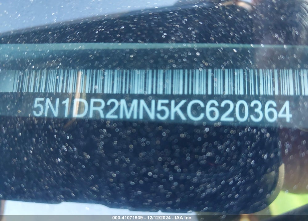 2019 NISSAN PATHFINDER SV VIN: 5N1DR2MN5KC620364
