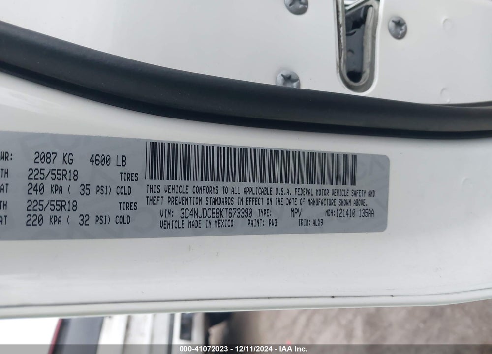 2019 JEEP COMPASS LIMITED 4X4 VIN: 3C4NJDCB8KT673390