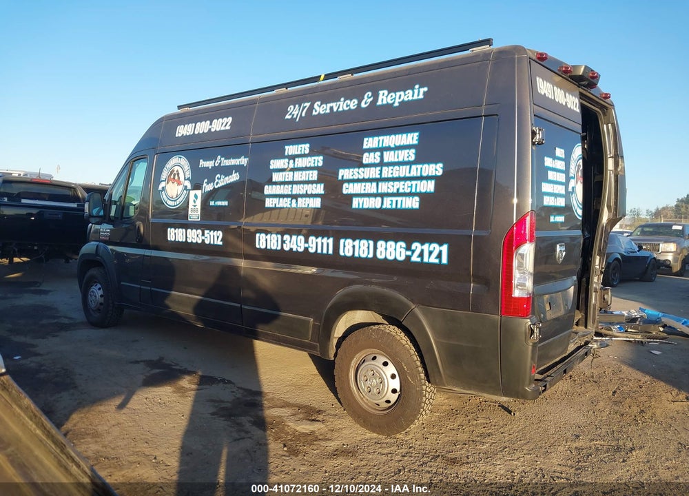 2022 RAM PROMASTER 2500 HIGH ROOF 159 WB VIN: 3C6LRVDGXNE136133
