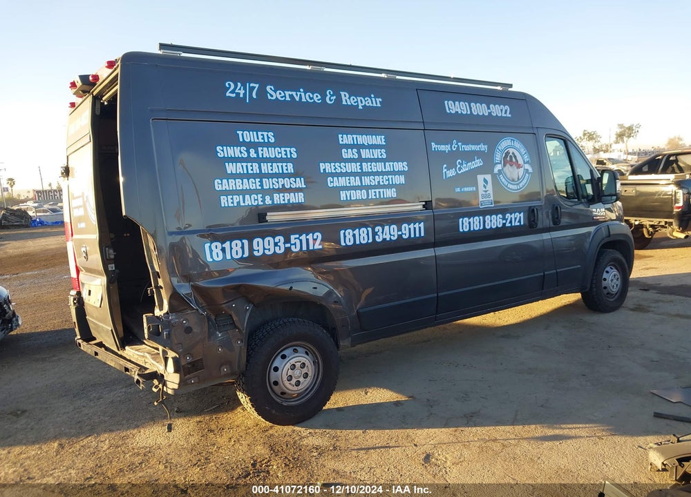 2022 RAM PROMASTER 2500 HIGH ROOF 159 WB VIN: 3C6LRVDGXNE136133