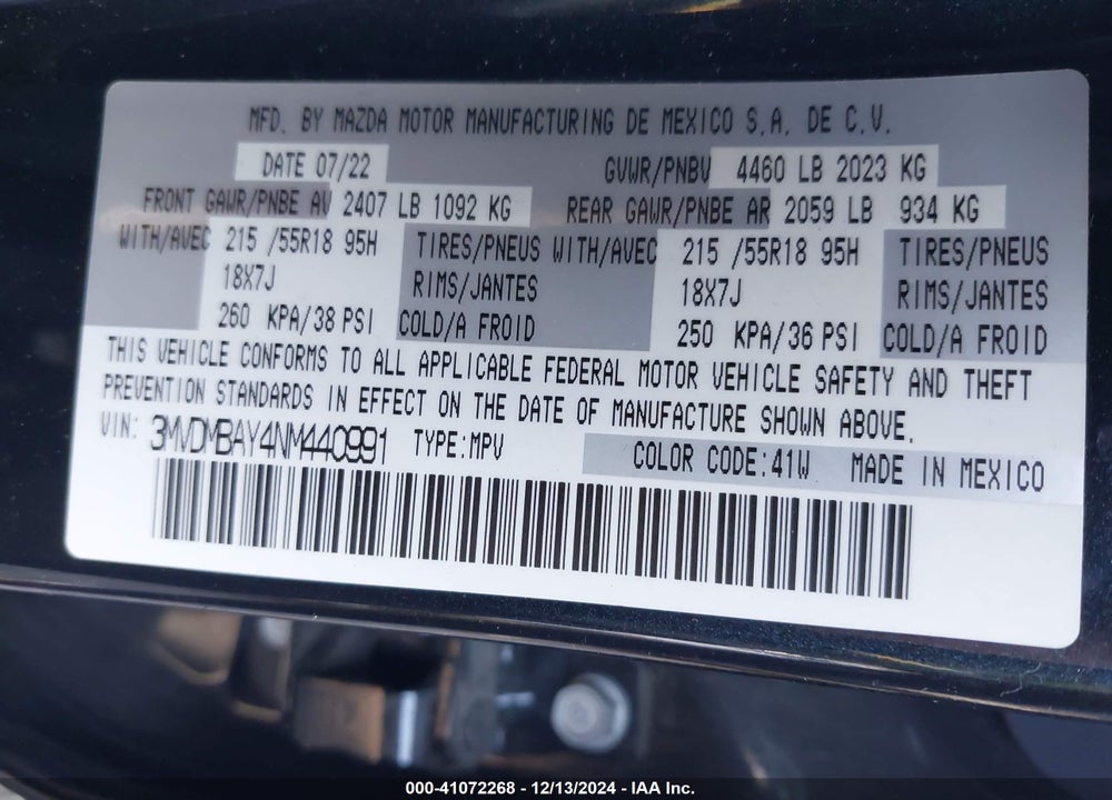 2022 MAZDA CX-30 2.5 TURBO VIN: 3MVDMBAY4NM440991