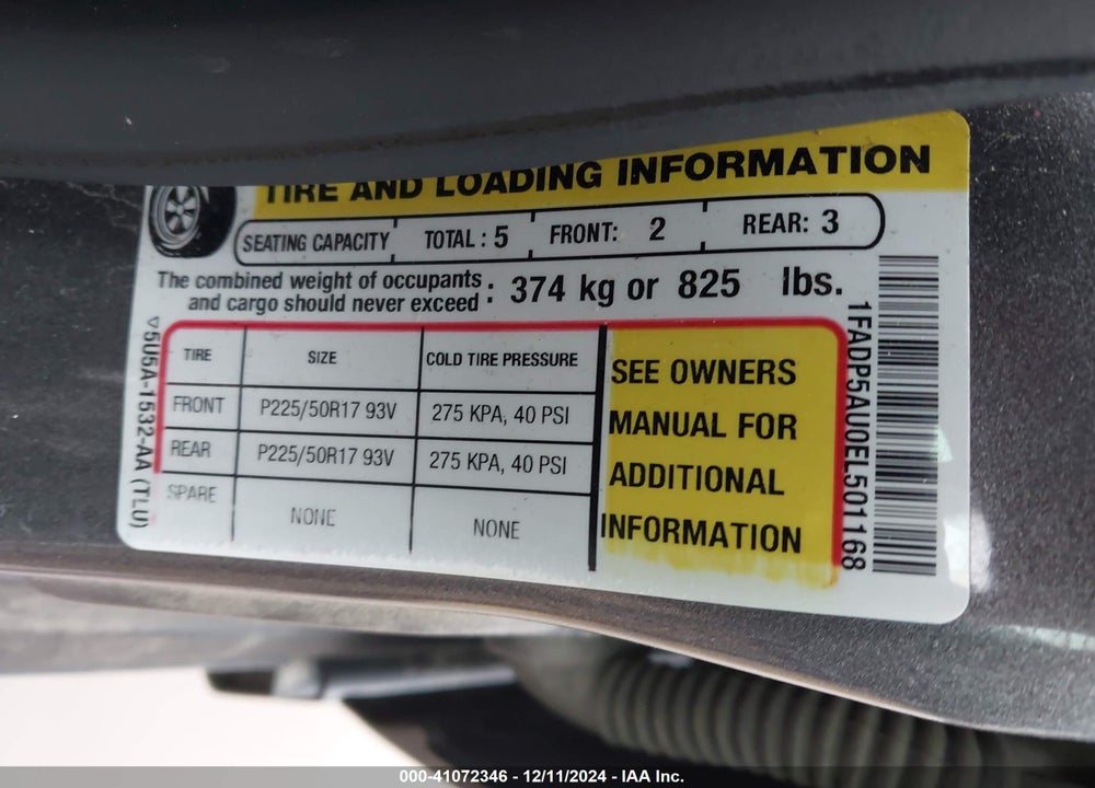 2014 FORD C-MAX HYBRID VIN: 1FADP5AU0EL501168