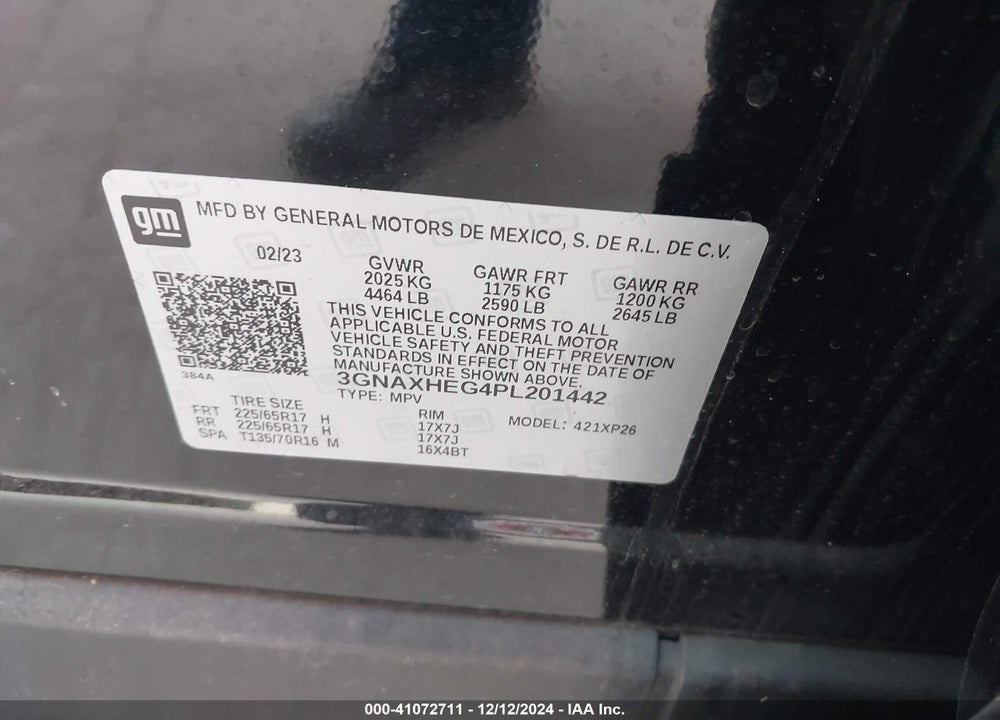 2023 CHEVROLET EQUINOX FWD LS VIN: 3GNAXHEG4PL201442