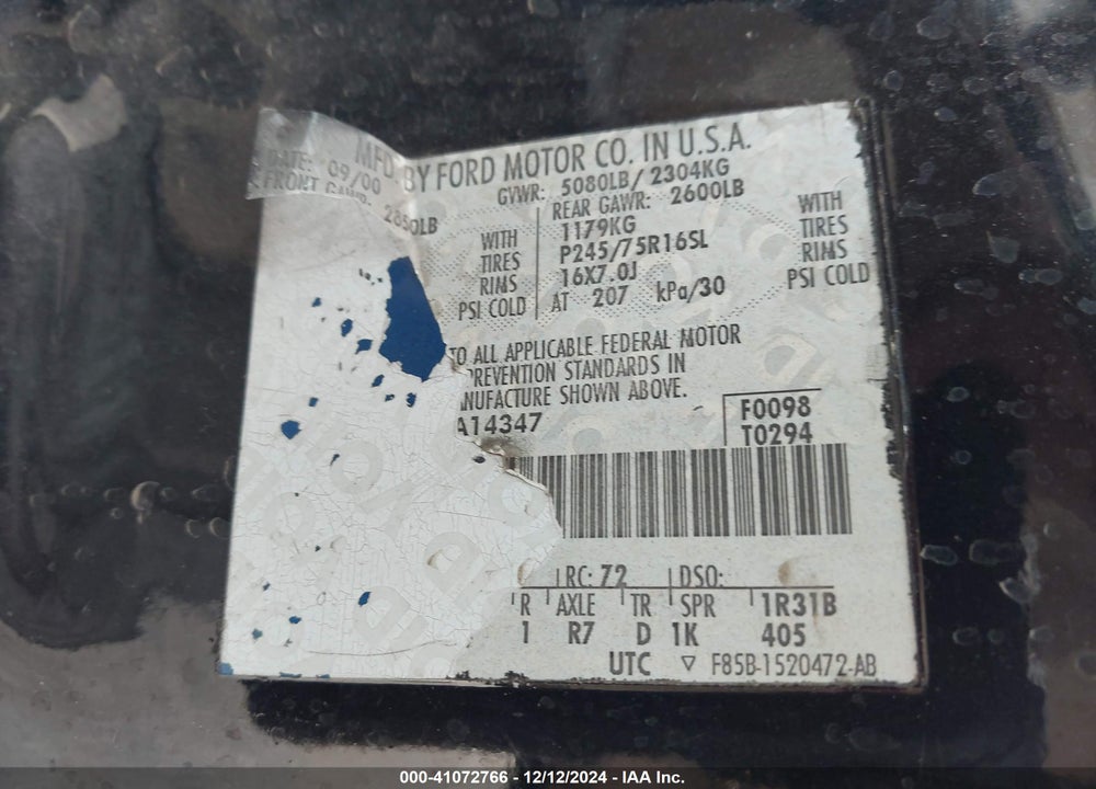 2001 FORD RANGER EDGE/XLT VIN: 1FTZR15E71PA14347