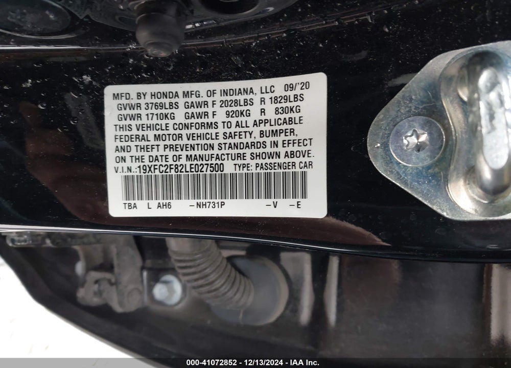 2020 HONDA CIVIC SPORT VIN: 19XFC2F82LE027500