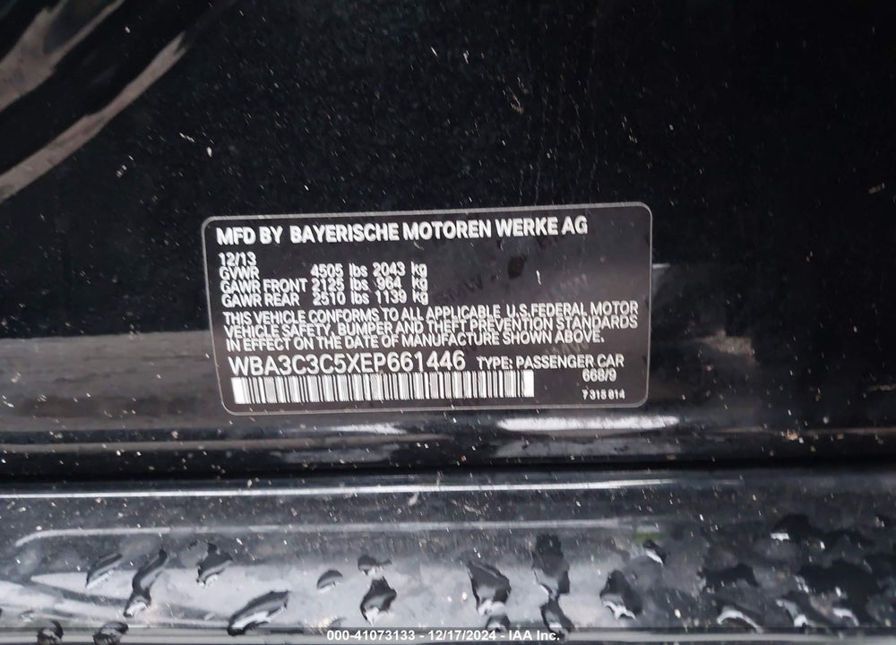 2014 BMW 320I XDRIVE VIN: WBA3C3C5XEP661446