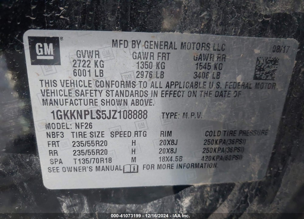 2018 GMC ACADIA DENALI VIN: 1GKKNPLS5JZ108888