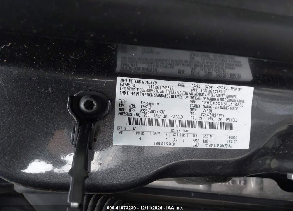 2015 FORD C-MAX ENERGI VIN: 1FADP5CU8FL115855