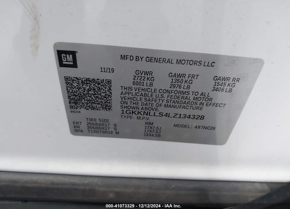 2020 GMC ACADIA AWD AT4 VIN: 1GKKNLLS4LZ134328