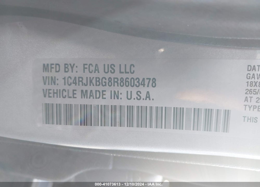 2024 JEEP GRAND CHEROKEE L LIMITED 4X4 VIN: 1C4RJKBG8R8603478