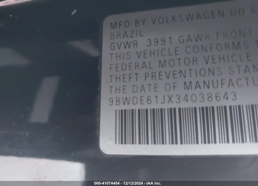 2003 VOLKSWAGEN GTI 1.8T VIN: 9BWDE61JX34038643