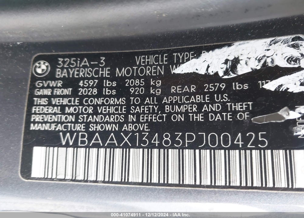 2003 BMW 325IT VIN: WBAAX13483PJ00425