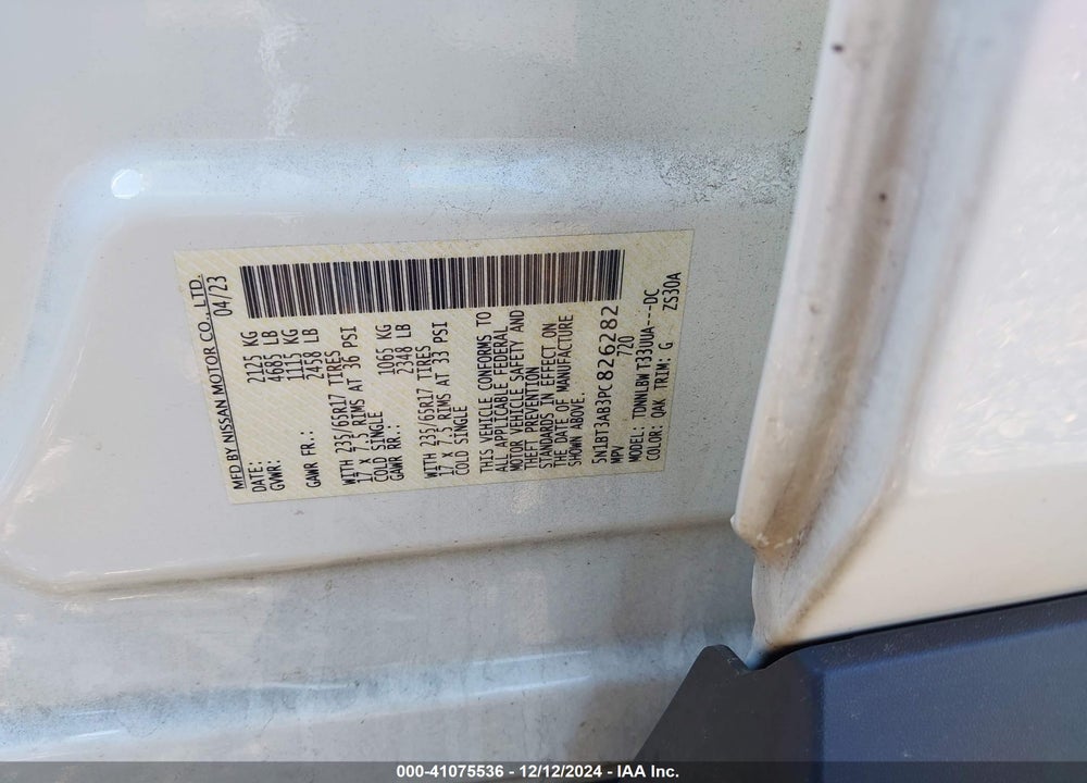 2023 NISSAN ROGUE S VIN: 5N1BT3AB3PC826282