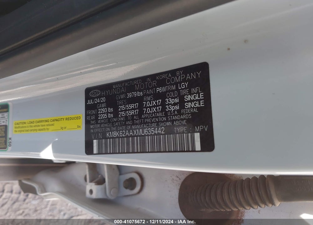 2021 HYUNDAI KONA SEL PLUS VIN: KM8K62AAXMU635442