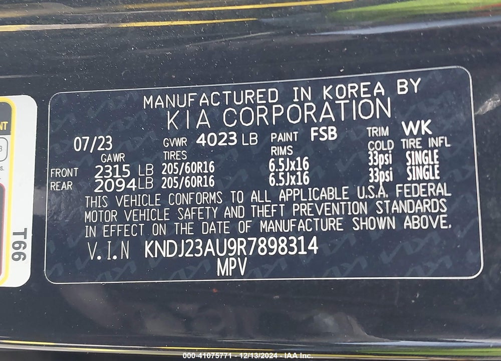 2024 KIA SOUL LX VIN: KNDJ23AU9R7898314