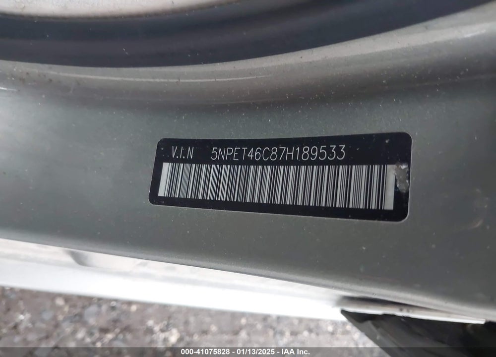 2007 HYUNDAI SONATA GLS VIN: 5NPET46C87H189533