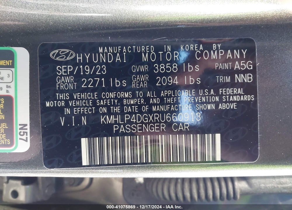 2024 HYUNDAI ELANTRA VIN: KMHLP4DGXRU660913