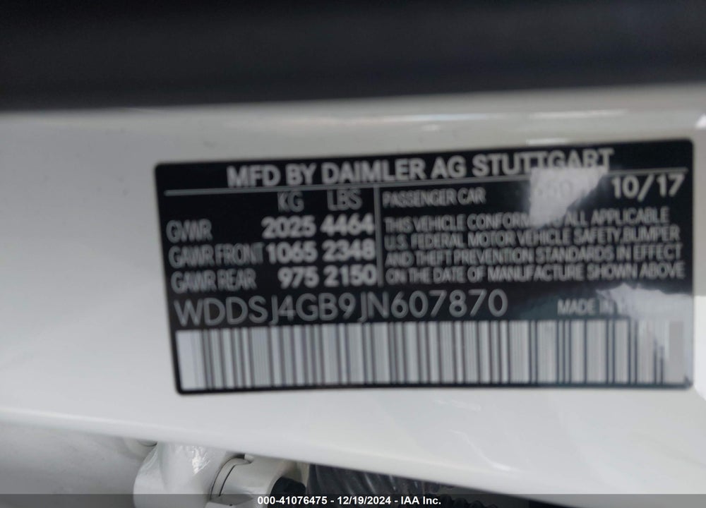 2018 MERCEDES-BENZ CLA 250 4MATIC VIN: WDDSJ4GB9JN607870