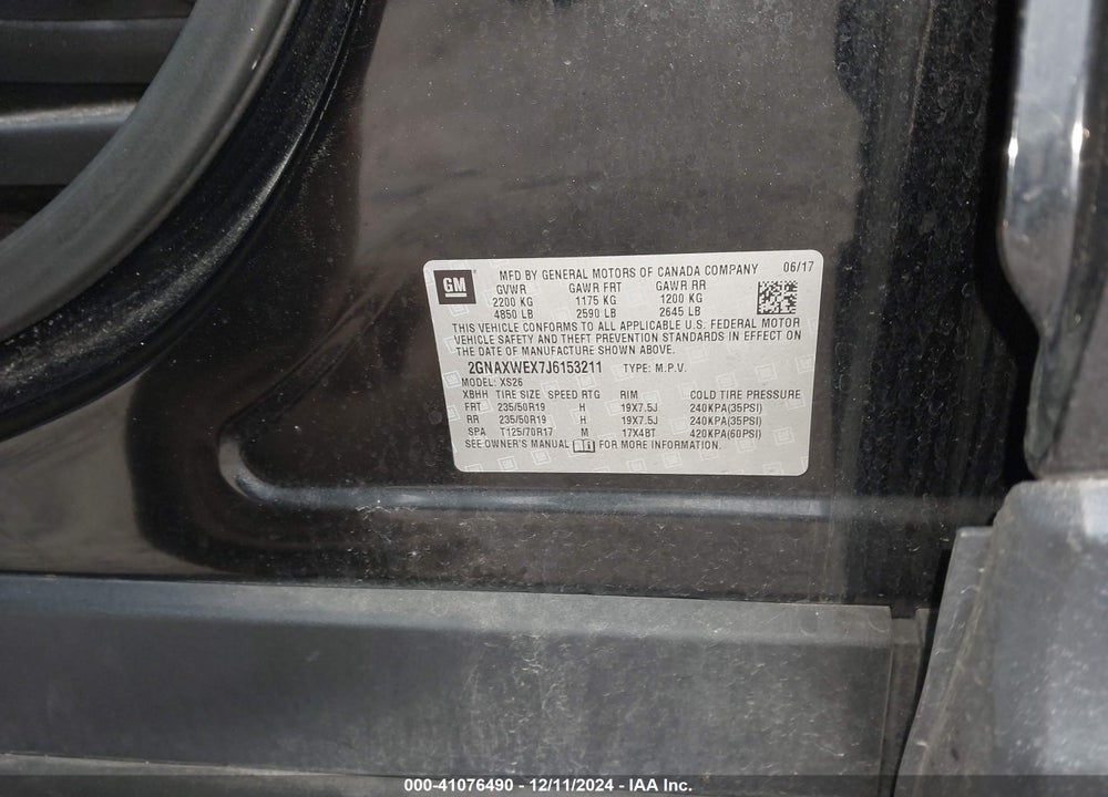 2018 CHEVROLET EQUINOX PREMIER VIN: 2GNAXWEX7J6153211