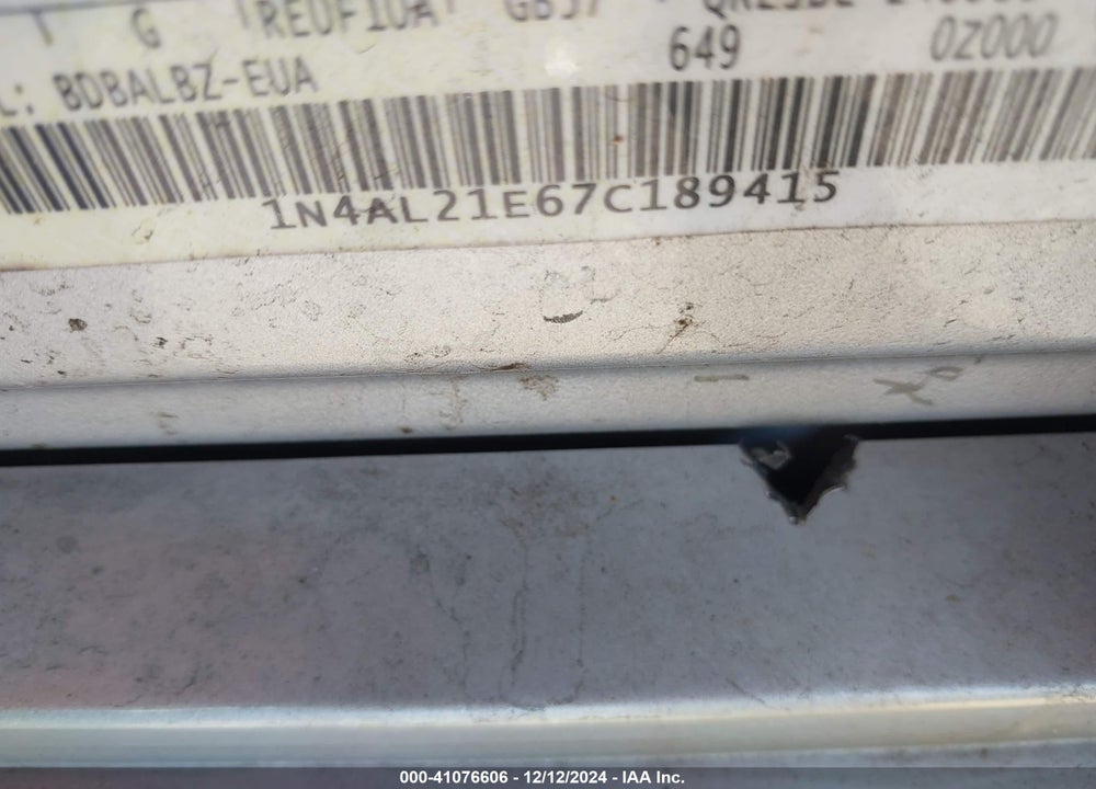 2007 NISSAN ALTIMA VIN: 1N4AL21E67C189415