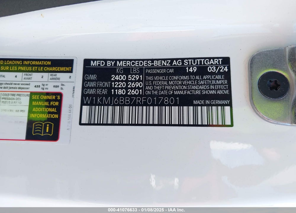 2024 MERCEDES-BENZ CLE VIN: W1KMJ6BB7RF017801