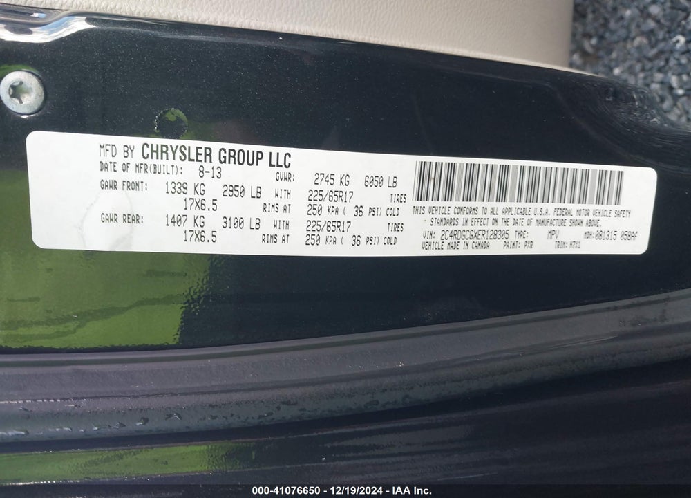 2014 DODGE GRAND CARAVAN SXT VIN: 2C4RDGCGXER128305