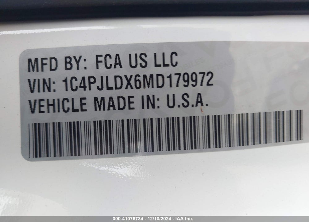 2021 CHEROKEE JEEP  LIMITED FWD VIN: 1C4PJLDX6MD179972