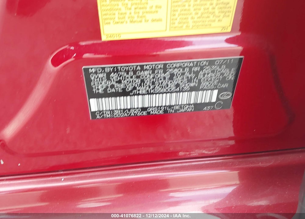 2011 LEXUS GS 350 VIN: JTHBE1KS5B0054135