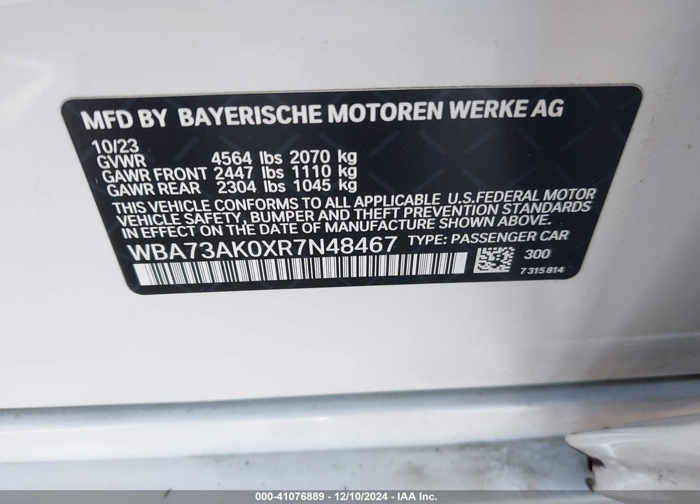 2024 BMW 228 GRAN COUPE I XDRIVE VIN: WBA73AK0XR7N48467