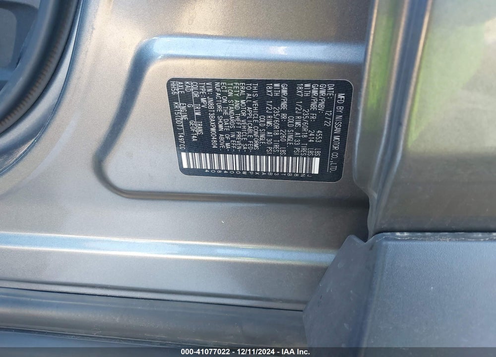 2023 NISSAN ROGUE SV FWD VIN: JN8BT3BAXPW004804