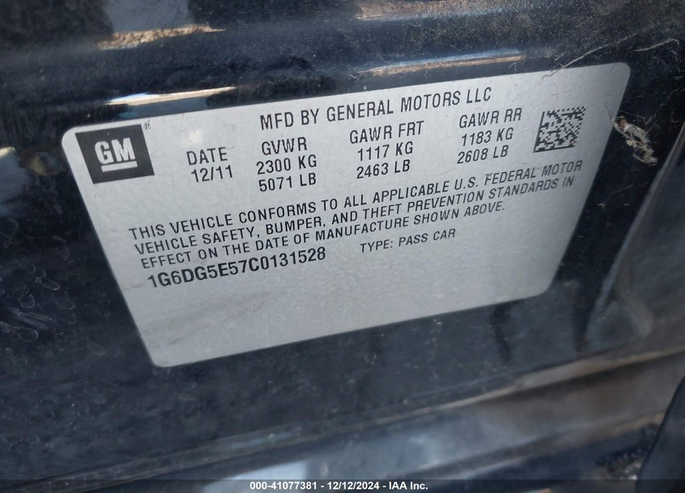2012 CADILLAC CTS LUXURY VIN: 1G6DG5E57C0131528