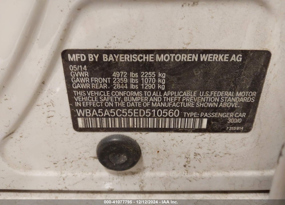 2014 BMW 528I VIN: WBA5A5C55ED510560