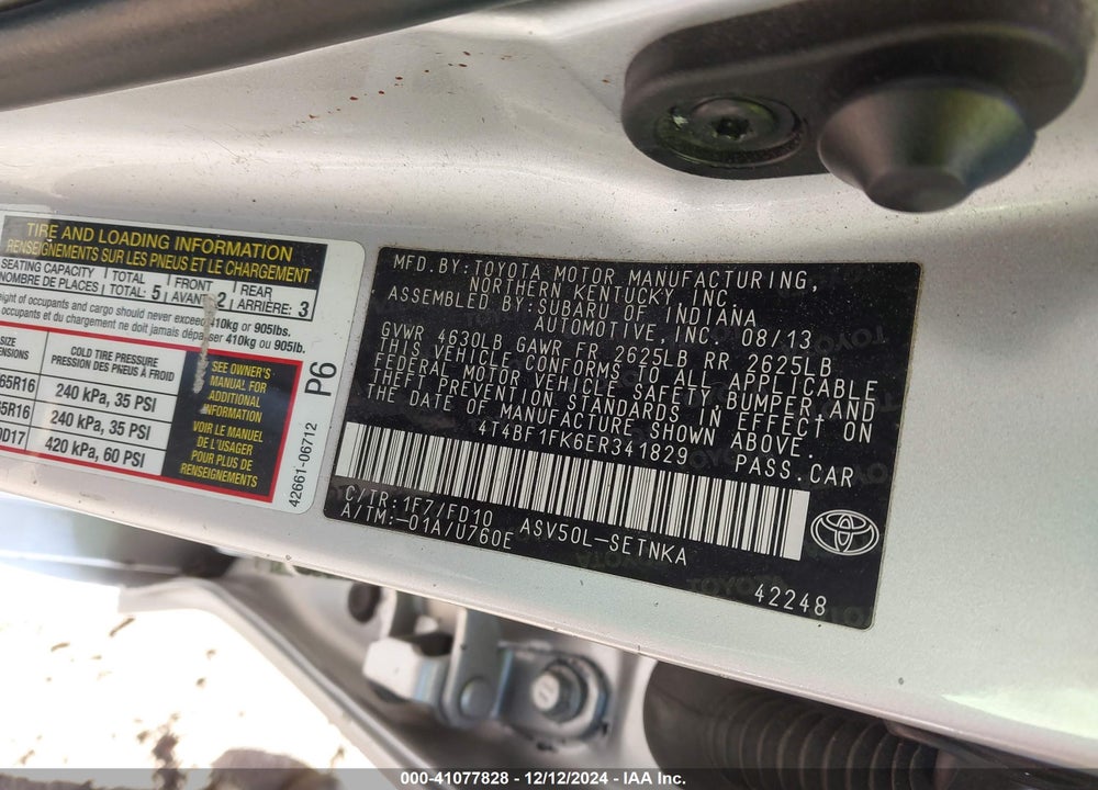 2014 TOYOTA CAMRY LE VIN: 4T4BF1FK6ER341829