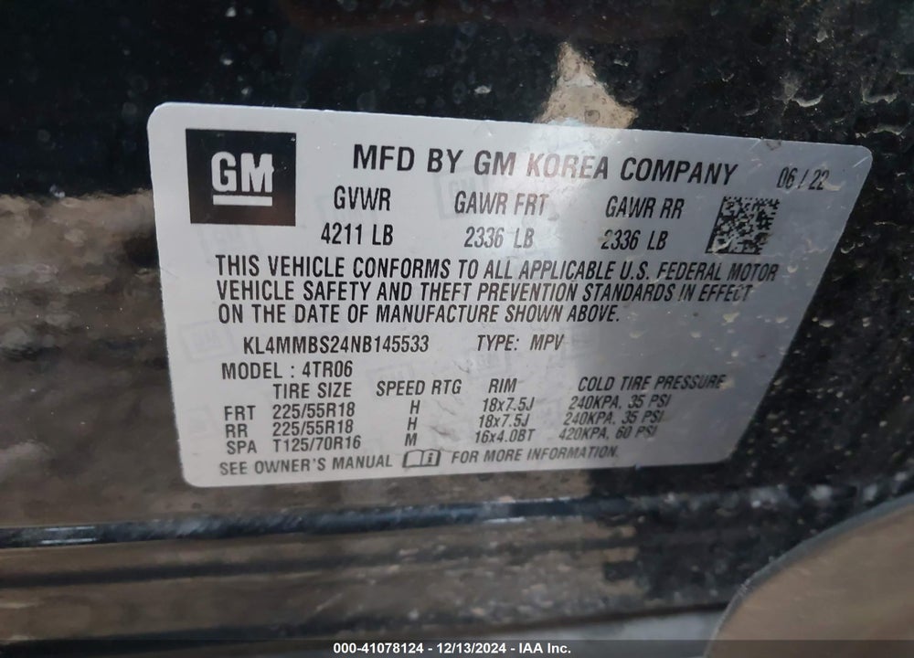2022 BUICK ENCORE GX FWD PREFERRED VIN: KL4MMBS24NB145533