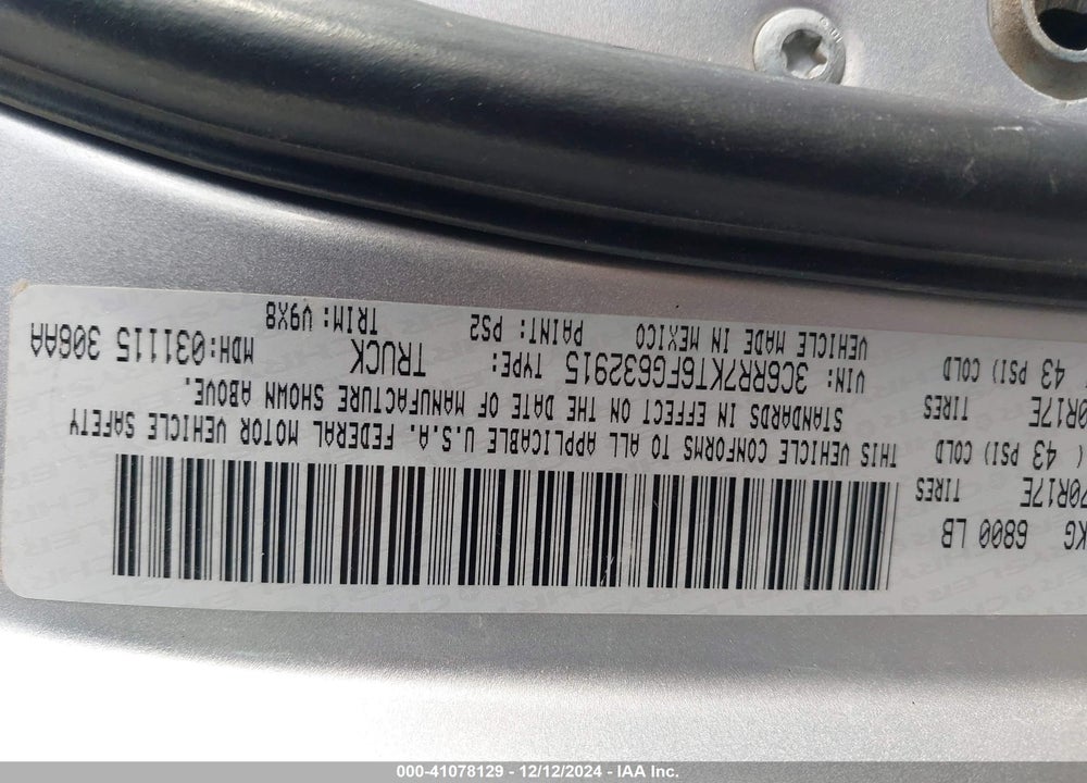 2015 RAM 1500 TRADESMAN VIN: 3C6RR7KT6FG632915