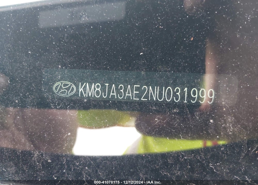 2022 HYUNDAI TUCSON SE VIN: KM8JA3AE2NU031999
