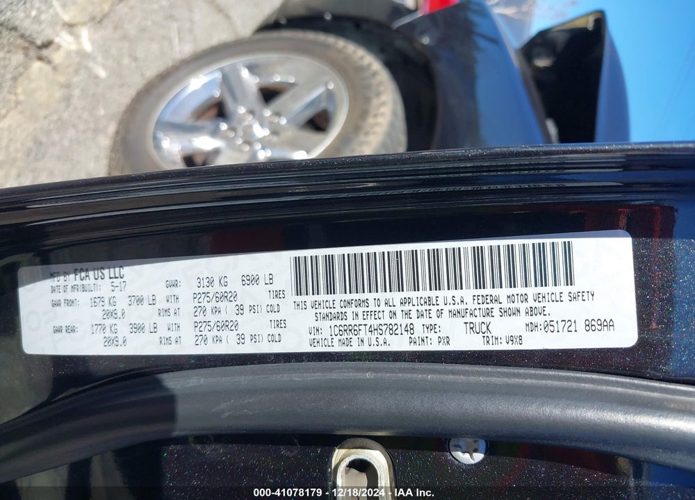 2017 RAM 1500 VIN: 1C6RR6FT4HS782148