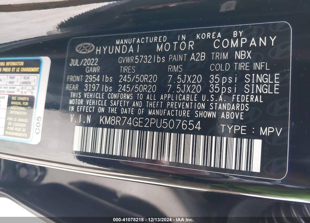 2023 HYUNDAI PALISADE CALLIGRAPHY VIN: KM8R74GE2PU507654