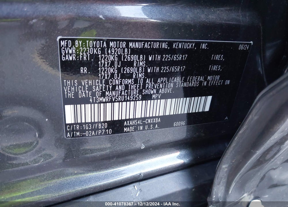 2024 TOYOTA RAV4 HYBRID LE VIN: 4T3MWRFV5RU149259