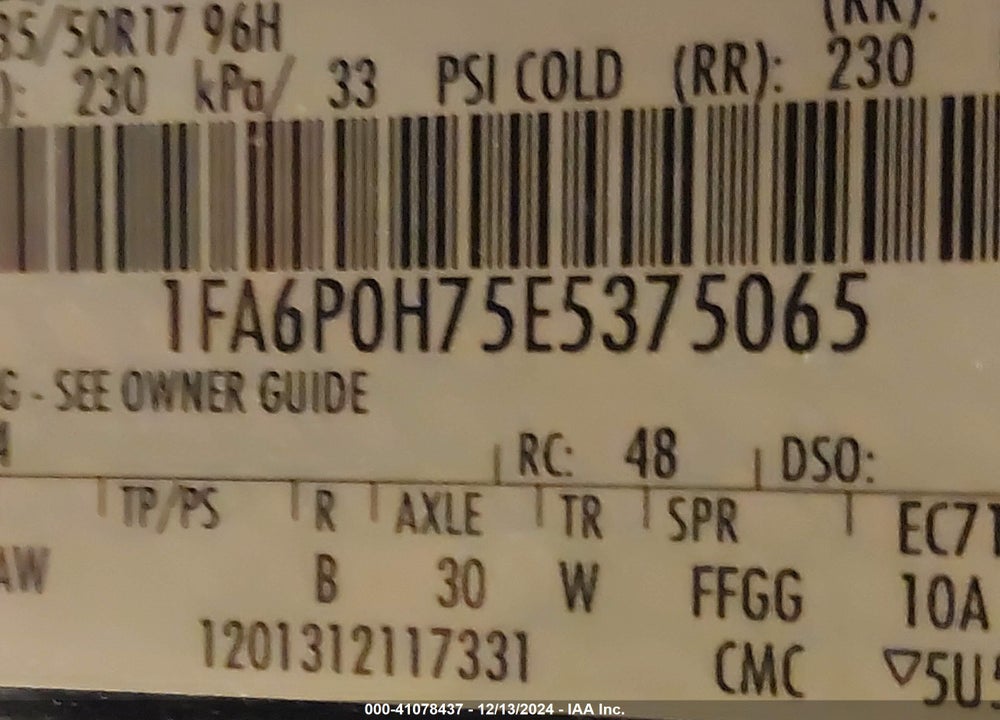 2014 FORD FUSION SE VIN: 1FA6P0H75E5375065